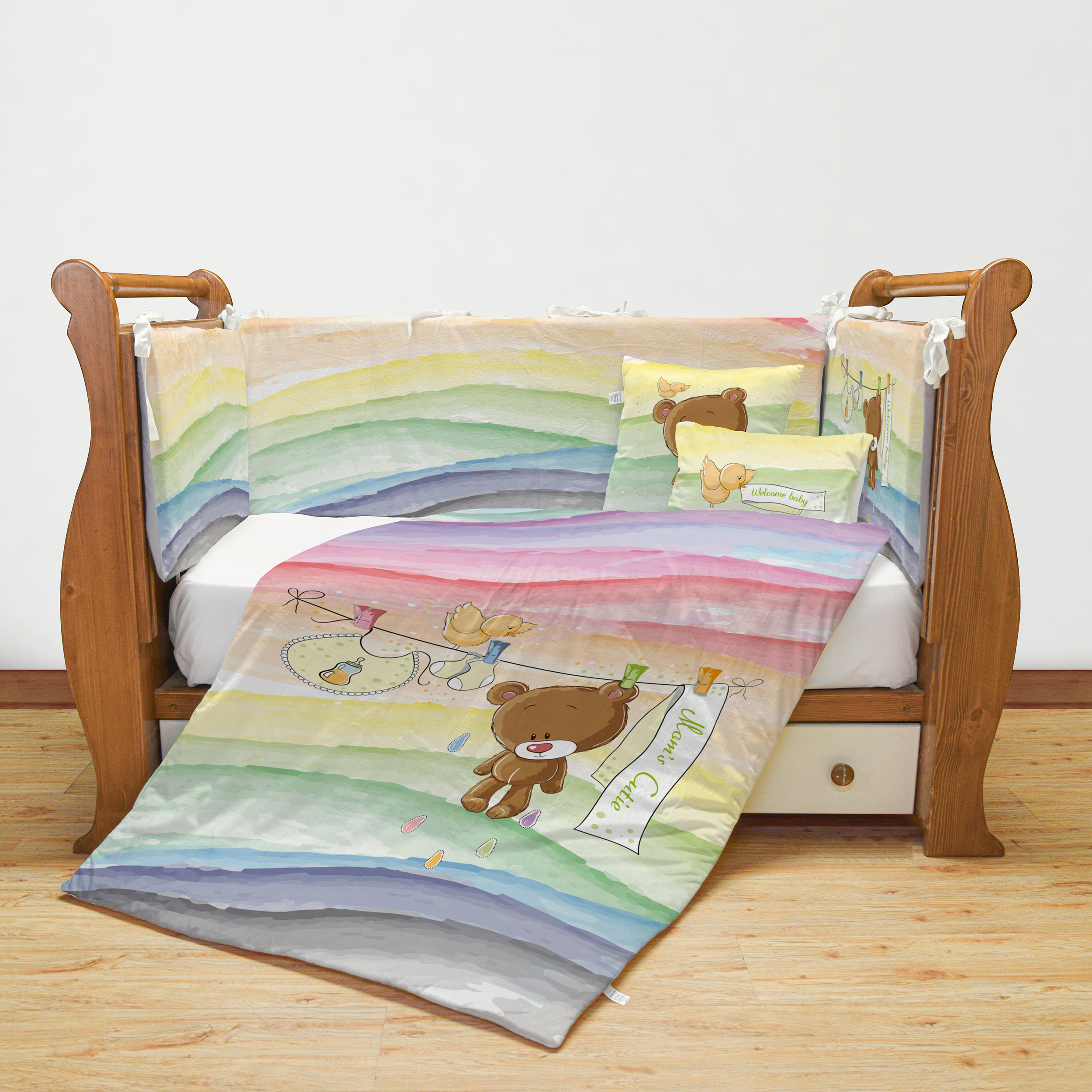 سرویس روتختی 7 تکه کودک مامزکیوتی مدل رنگین کمان SK10