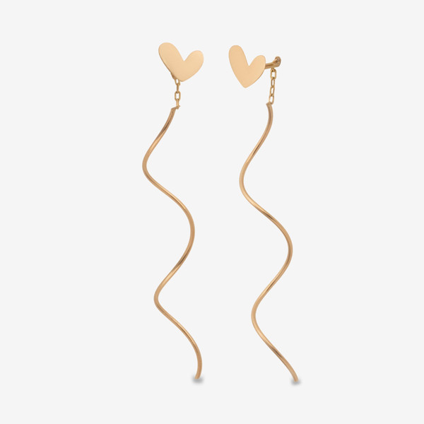 گوشواره آویز طلا 18 عیار زنانه حافا گلد مدل قلب کد e011