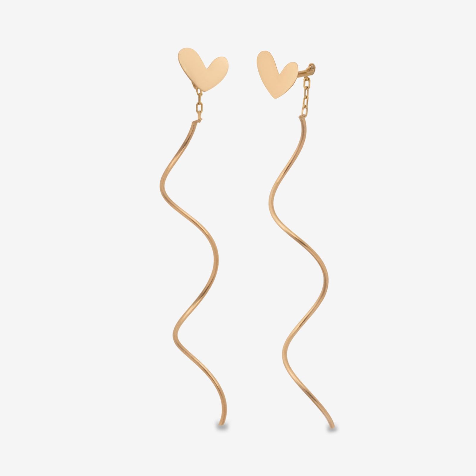 گوشواره آویز طلا 18 عیار زنانه حافا گلد مدل قلب کد e011 -  - 1