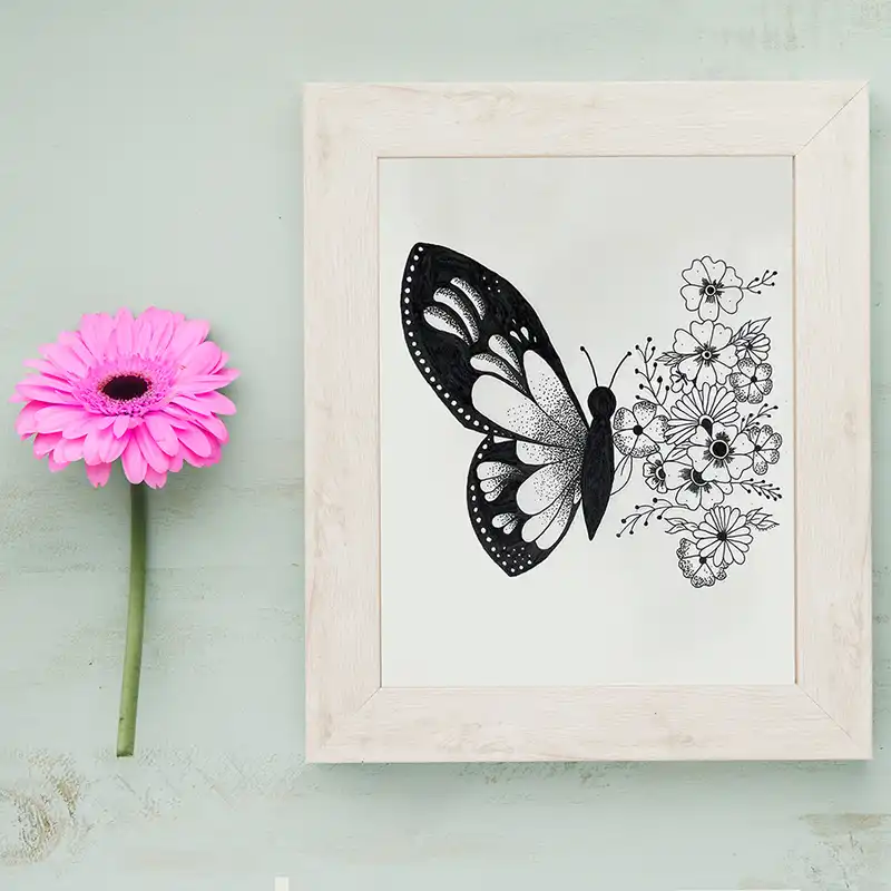 تابلو نقاشی طرح پروانه کد 01