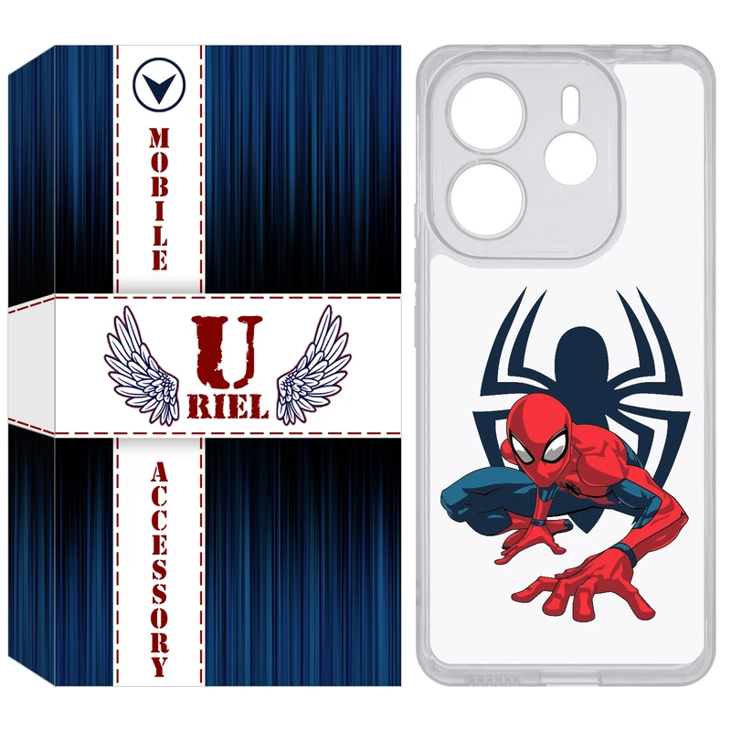 کاور یوریل مدل Clear کد 75 طرح اسپایدرمن مناسب برای گوشی موبایل شیائومی Redmi Note 14 4G