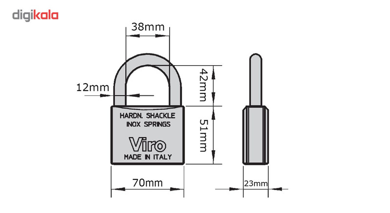 قفل آویز ویرو مدل 70mm قفل آویز ویرو مدل 70mm