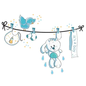 Zhivar Cute Blue Bunny Wall Sticker
