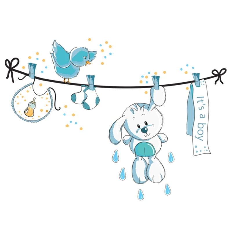 استیکر دیواری ژیوار طرح Cute Blue Bunny