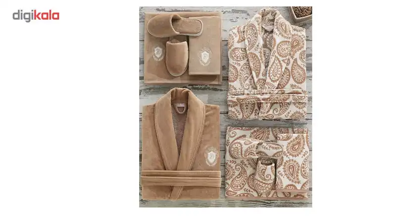 سرویس حوله پالتویی 8 تکه دانتلا ویتا سری کادیفه مدل Şal