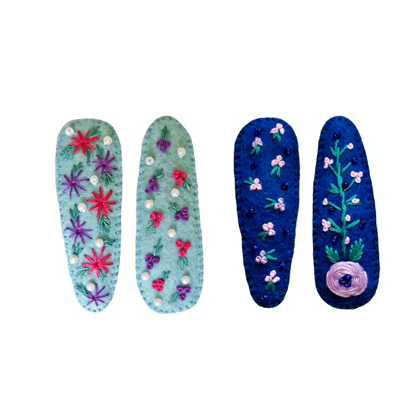 گیره مو زنانه مدل جواهردوزی و گلدوزی شده بسته چهار عددی