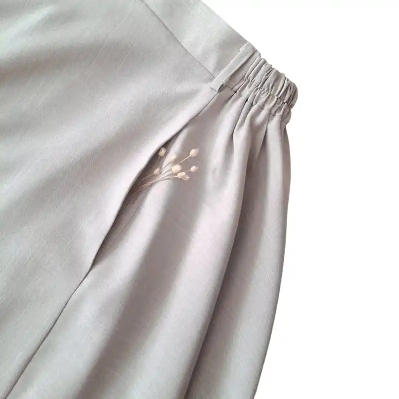 دامن نیم کلوش زنانه مدل لنین جیب دار رنگ طوسی روشن