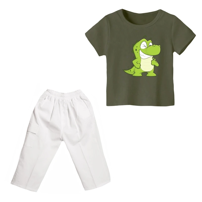 ست تی شرت و شلوارک پسرانه مدل تمساح کد ۳