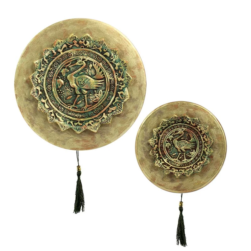 بشقاب دیوارکوب سفالی طرح پرنده کد 25-15 مجموعه ۲ عددی