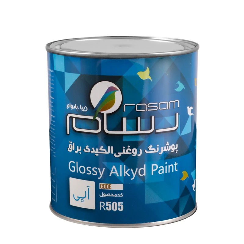  پوشرنگ روغنی آلکیدی آبی رسام کد R505 وزن 1100 گرم