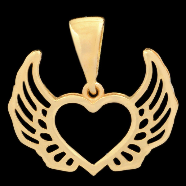 آویز گردنبند طلا 18 عیار زنانه طلای مستجابی مدل قلب و فرشته کد 01