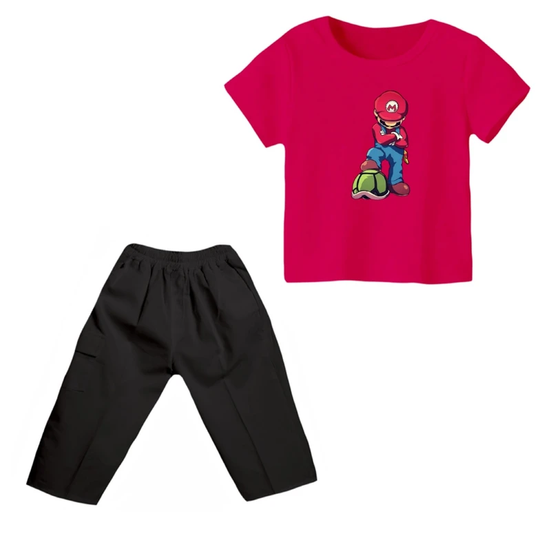 ست تی شرت و شلوارک پسرانه مدل ماریو کد ۴