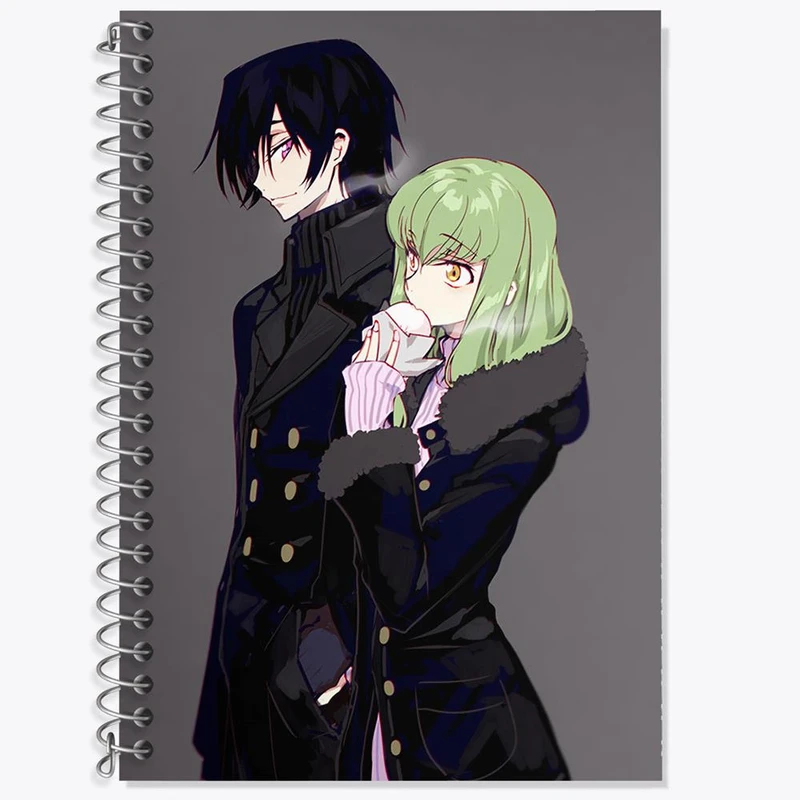 دفتر زبان 50 برگ خندالو مدل دو خط طرح لولوش و سی سی انیمه کد گیاس Code Geass کد 13058