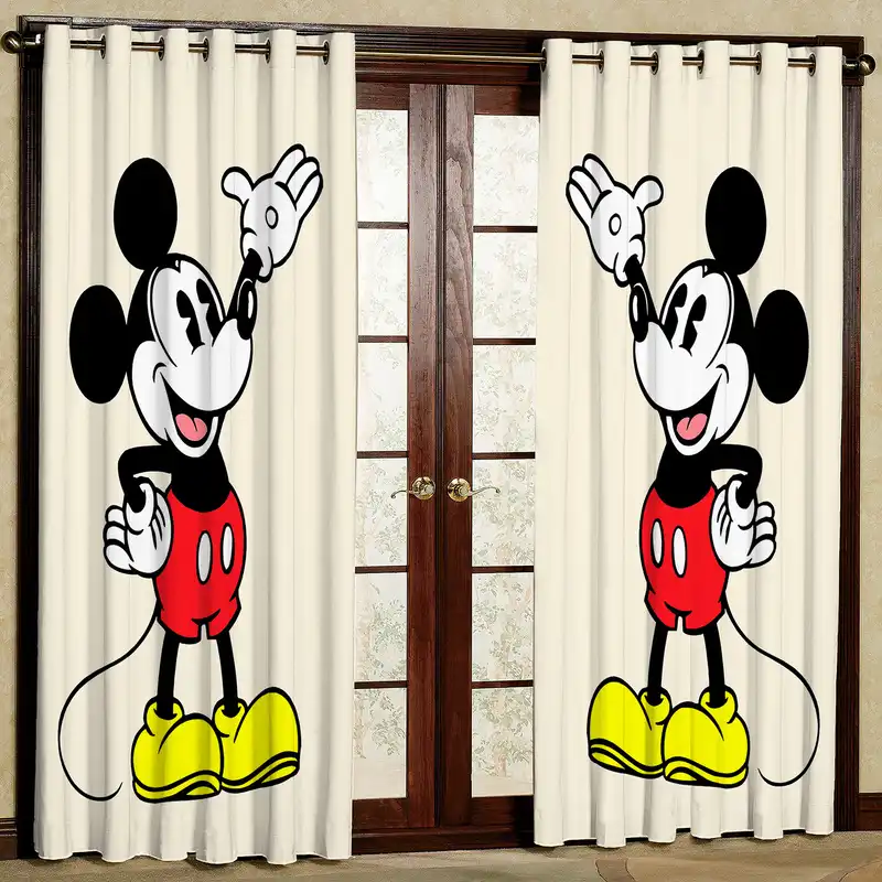 پرده مدل MICKEY MOUSE مخمل پانچی کد  سایز 140x280 سانتی متر