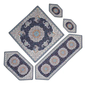 ست 5 تکه رومیزی ترمه یزد طرح ترنج