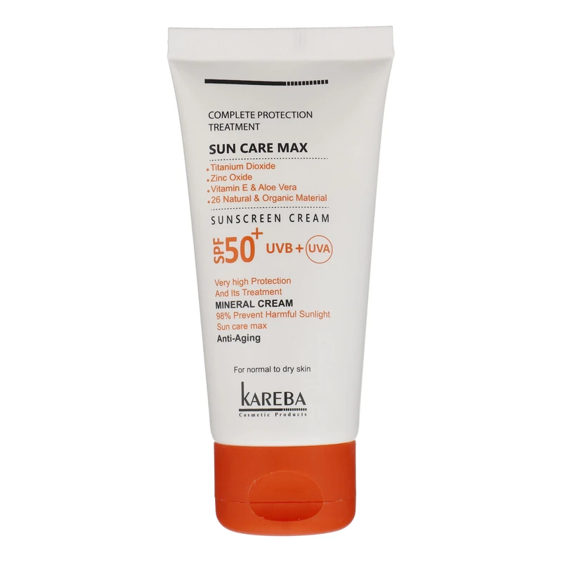کرم ضد آفتاب بدون رنگ کاربا SPF50 مدل 50 مناسب انوع پوست حجم 50 میلی‌لیتر