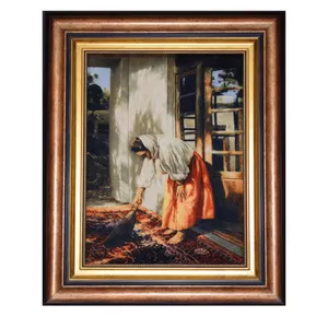 تابلو فرش دستباف مدل دختر سنتی بافت تبریز کد 1777