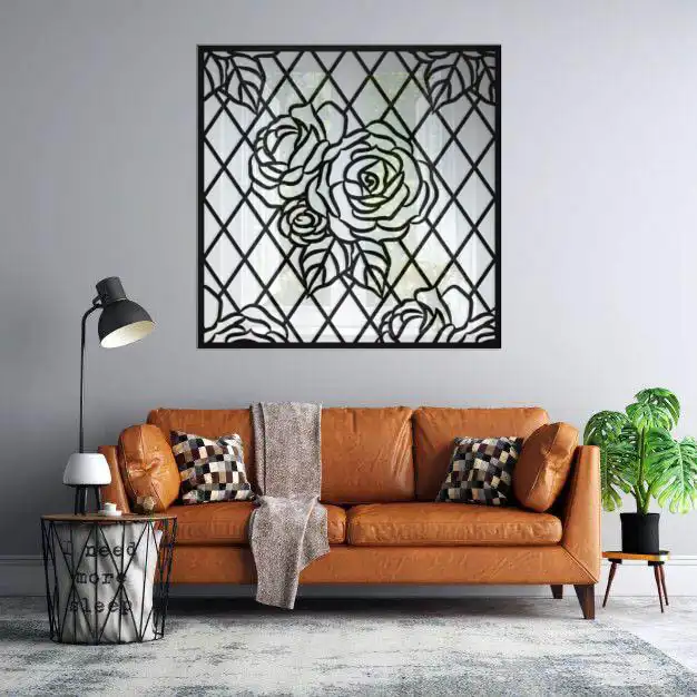 آینه پلکسی گلس طرح گل رز