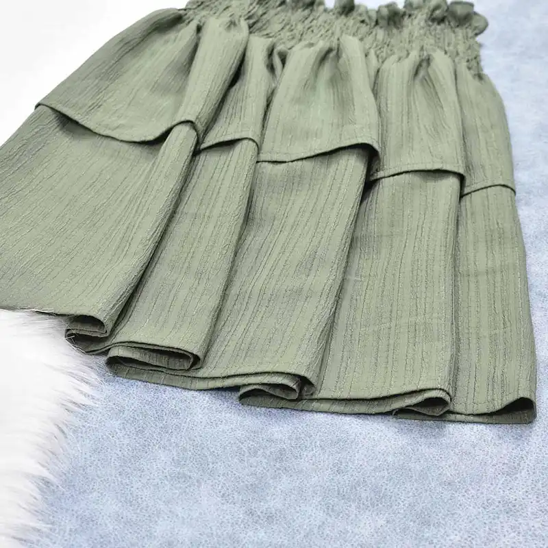 دامن چیندار زنانه دل آویز مدل H384 رنگ زیتونی