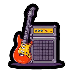 برچسب لپ تاپ پویا مارکت طرح گیتار کد 2824