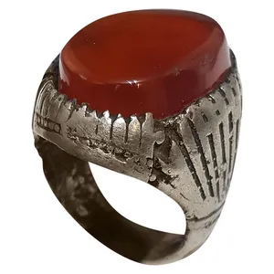 انگشتر نقره مردانه مدل عقیق سلیمانی خونبند اصیل یمنی ASKAY1919