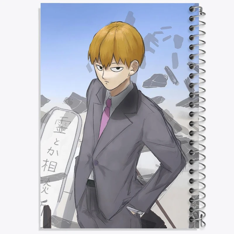 دفتر ژورنال نویسی 50 برگ خندالو مدل نقطه ای طرح اراتاکا انیمه موب سایکو Mob Psycho 100 کد 24504