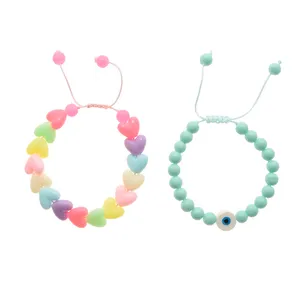 دستبند دخترانه دلنار گالری مدل قلب و چشم نظر بسته 2 عددی