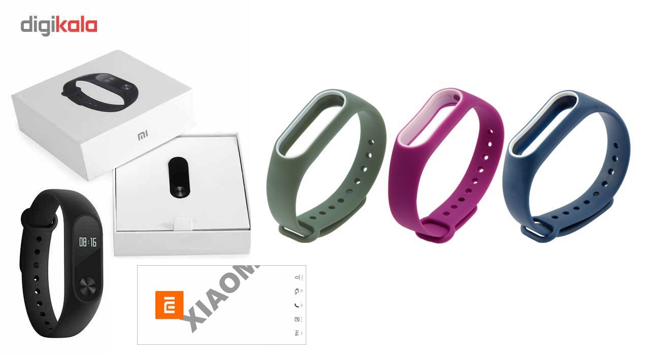 مچ بند تندرستی شیائومی مدل Mi Band 2 به همراه محافظ صفحه و بند سیلیکونی کد 91