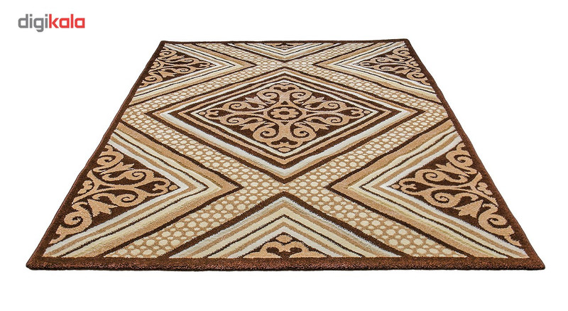 فرش ماشینی سهند کد C722.XO طرح فانتزی زمینه گردوئی