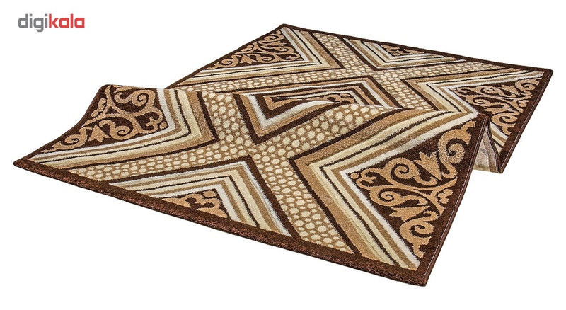 فرش ماشینی سهند کد C722.XO طرح فانتزی زمینه گردوئی