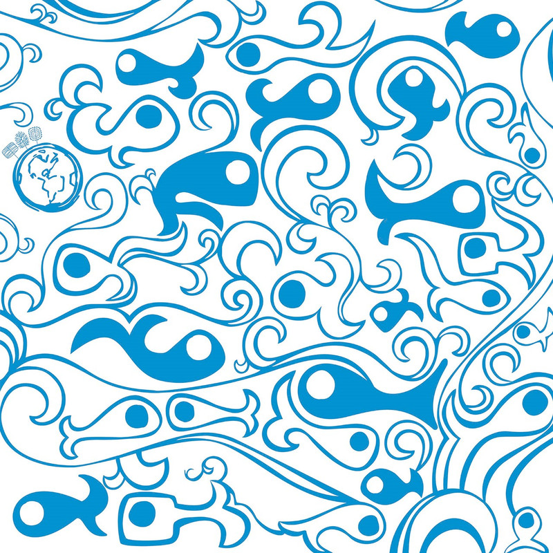 کادوپیچ پارچه‌ای گوشه طرح موج و ماهی