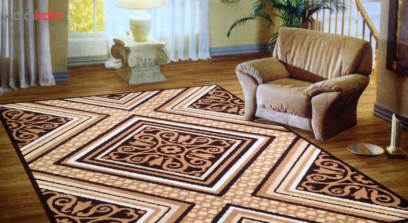 فرش ماشینی سهند کد C722.XO طرح فانتزی زمینه گردوئی