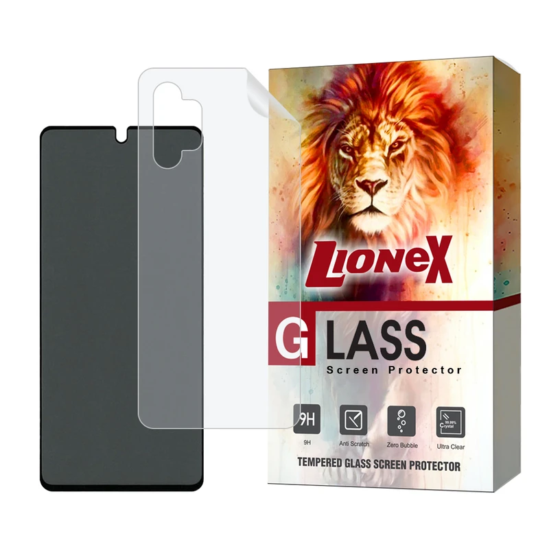 محافظ صفحه نمایش حریم شخصی لایونکس مدل FULLPRIVNANOL مناسب برای گوشی موبایل سامسونگ Galaxy A32 4G به همراه محافظ پشت گوشی