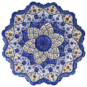 بشقاب مسی میناکاری شده اثر سلطانی طرح 5 قطر 20 سانتی متر