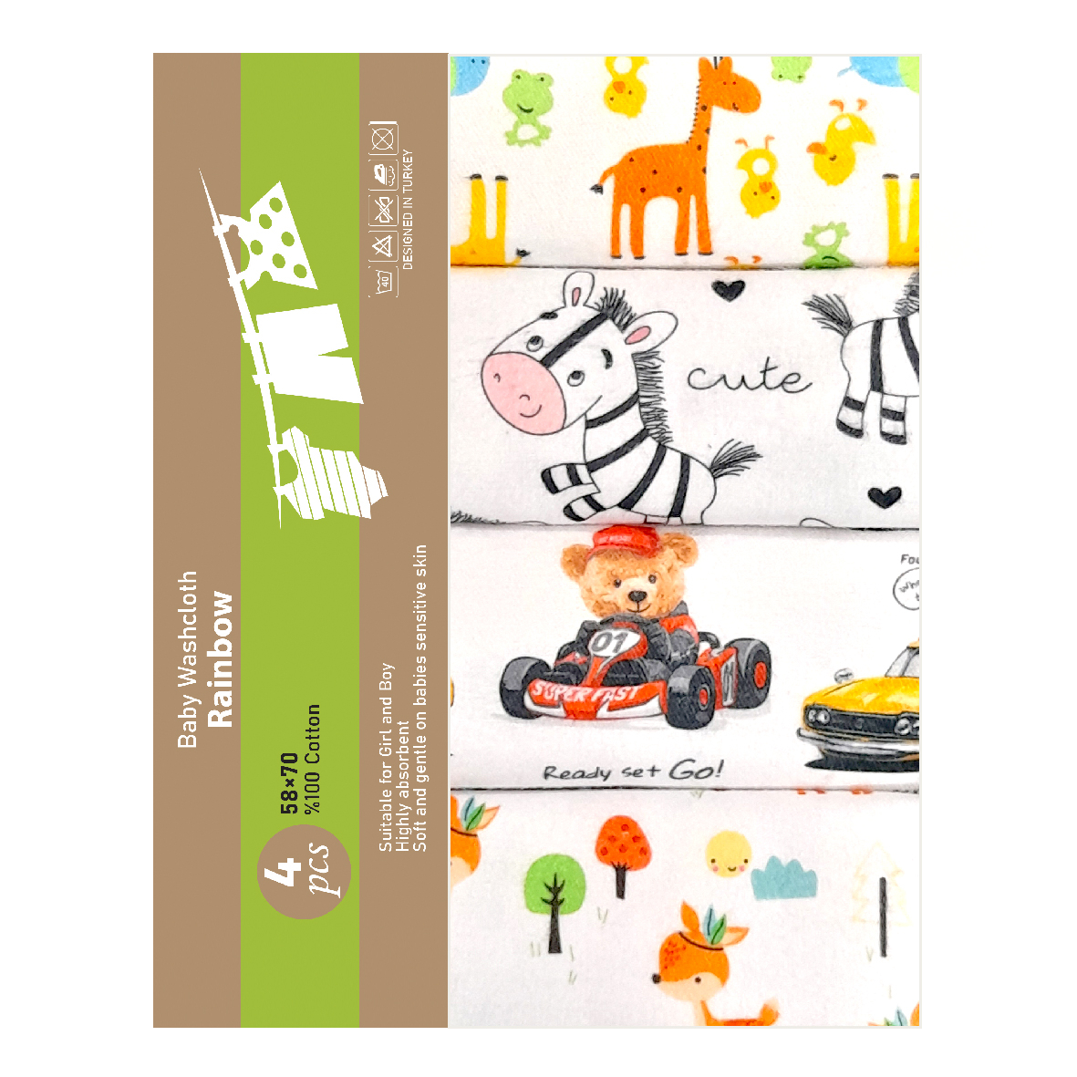 خشک کن کودک رینبو مدل Zoo بسته 4 عددی