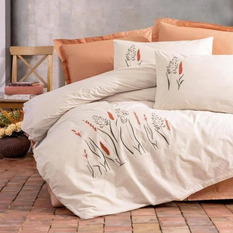 سرویس ملحفه 2 نفره 6 تکه کاتن باکس مدل Brode Maia Karamel