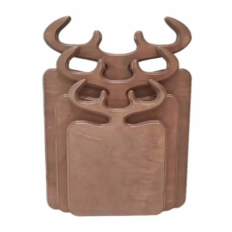 تخته گوشت مدل چوبی طرح شاخ گوزنی مربع مجموعه 3 عددی