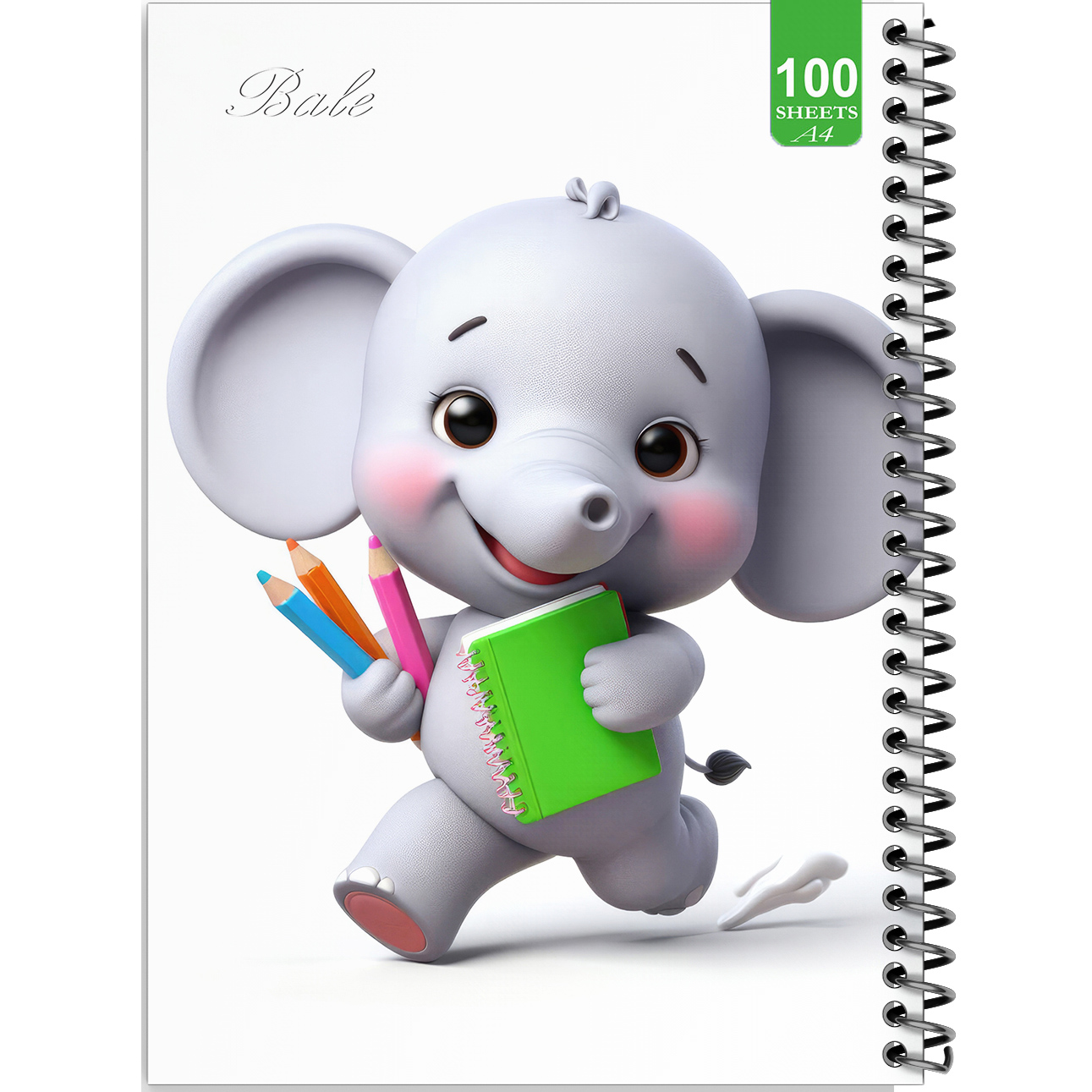 دفتر نقاشی 100 برگ بله مدل رحلی طرح فانتزی فیل کوچولوی هنرمند کد A4-N209