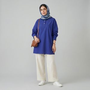مانتو جلو بسته زیر باسن زنانه مدل تک جیب