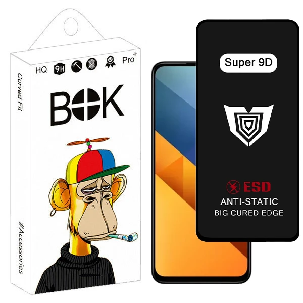 محافظ صفحه نمایش بوک مدل Super 9D Glavers مناسب برای گوشی موبایل شیائومی Poco M6 5G / Redmi 13 5G / Redmi 12