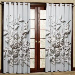 پرده مدل گل سه بعدی هازان پانچی کد 4703 سایز 140x200 سانتی متر
