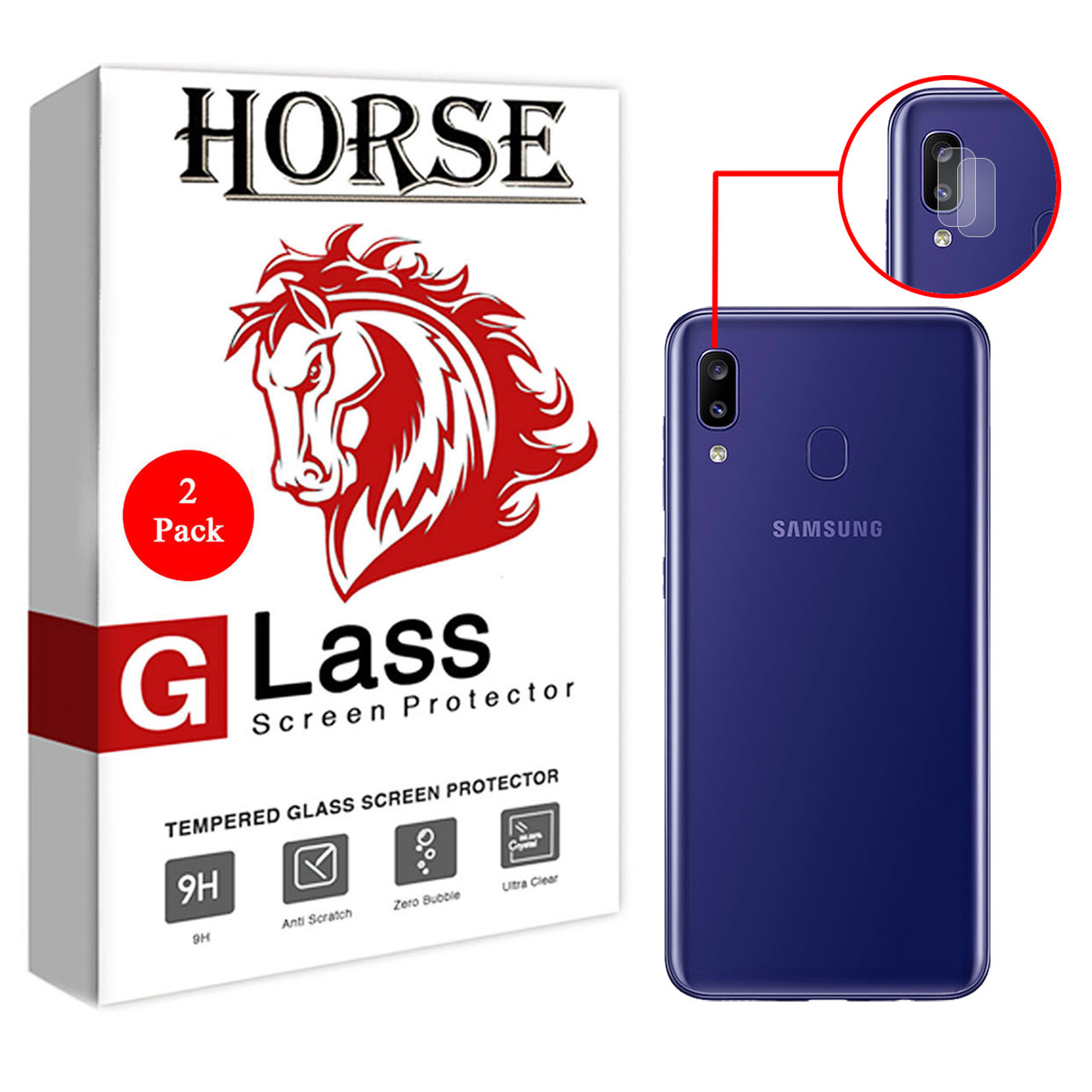 محافظ لنز دوربین هورس مدل UTF مناسب برای گوشی موبایل سامسونگ Galaxy M10s بسته دو عددی