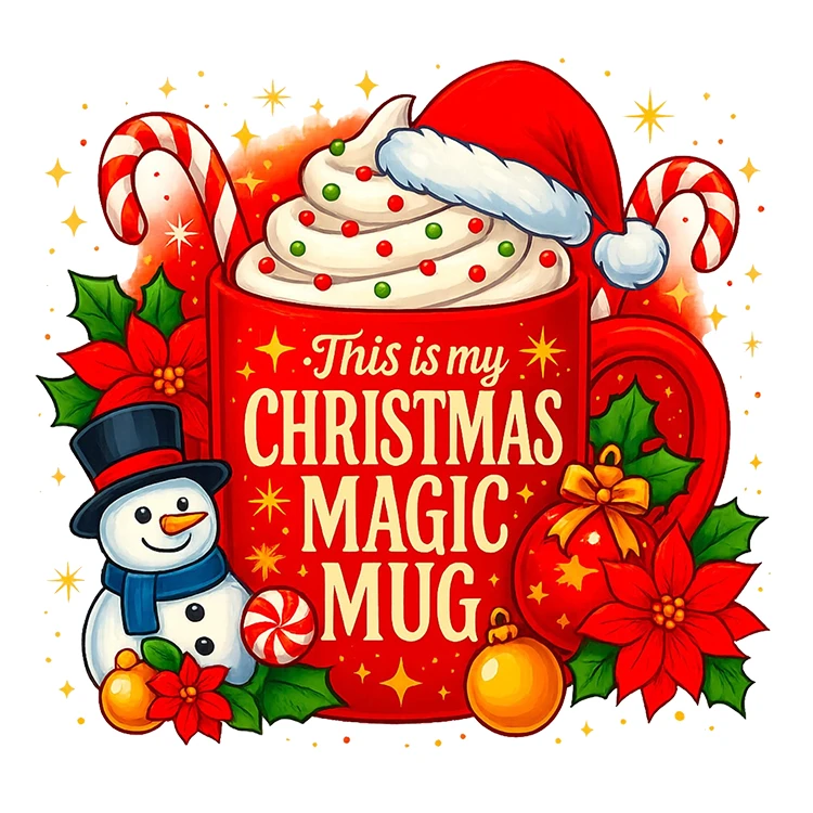 استیکر پارچه و لباس پاد آفرین مدل کریسمس طرح بابانوئل کاج گوزن آدم برفی قهوه کد S2903