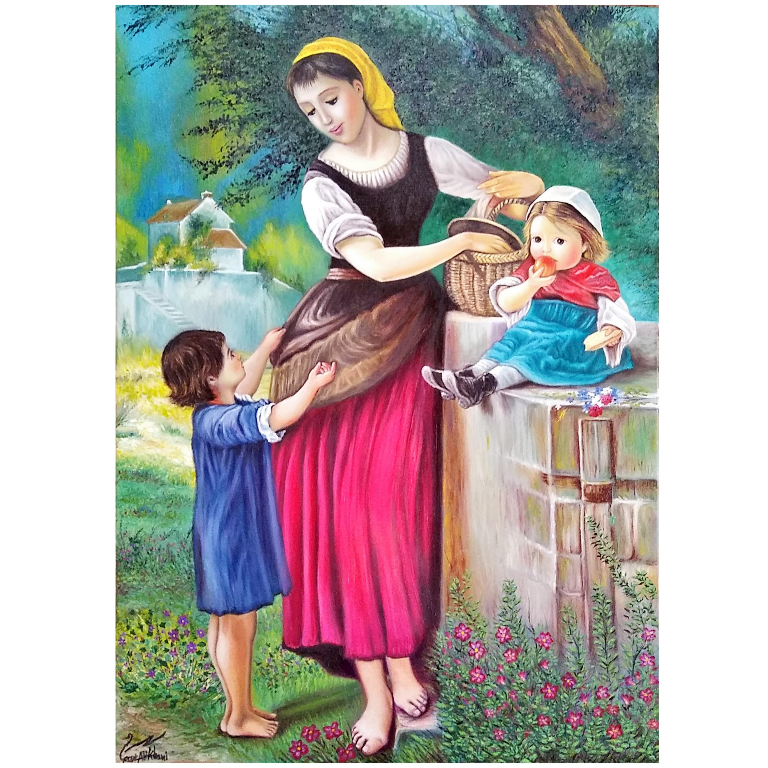 تابلو نقاشی رنگ روغن طرح مهر مادری کد 4024