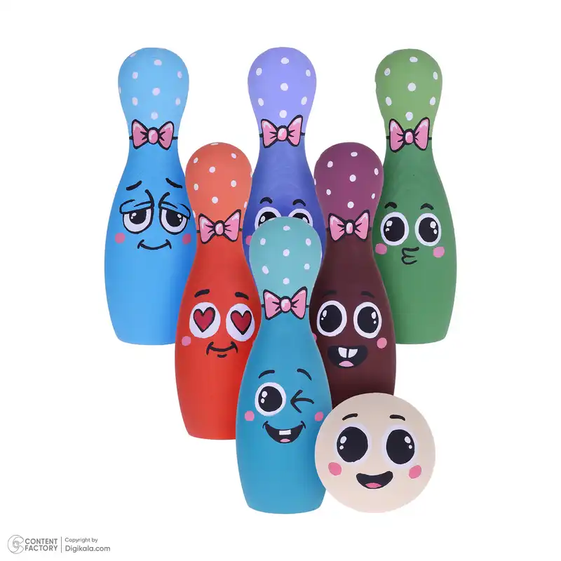 اسباب بازی چوبی مدل بولینگ دکوراتیو کد WBL001 مجموعه 7 عددی
