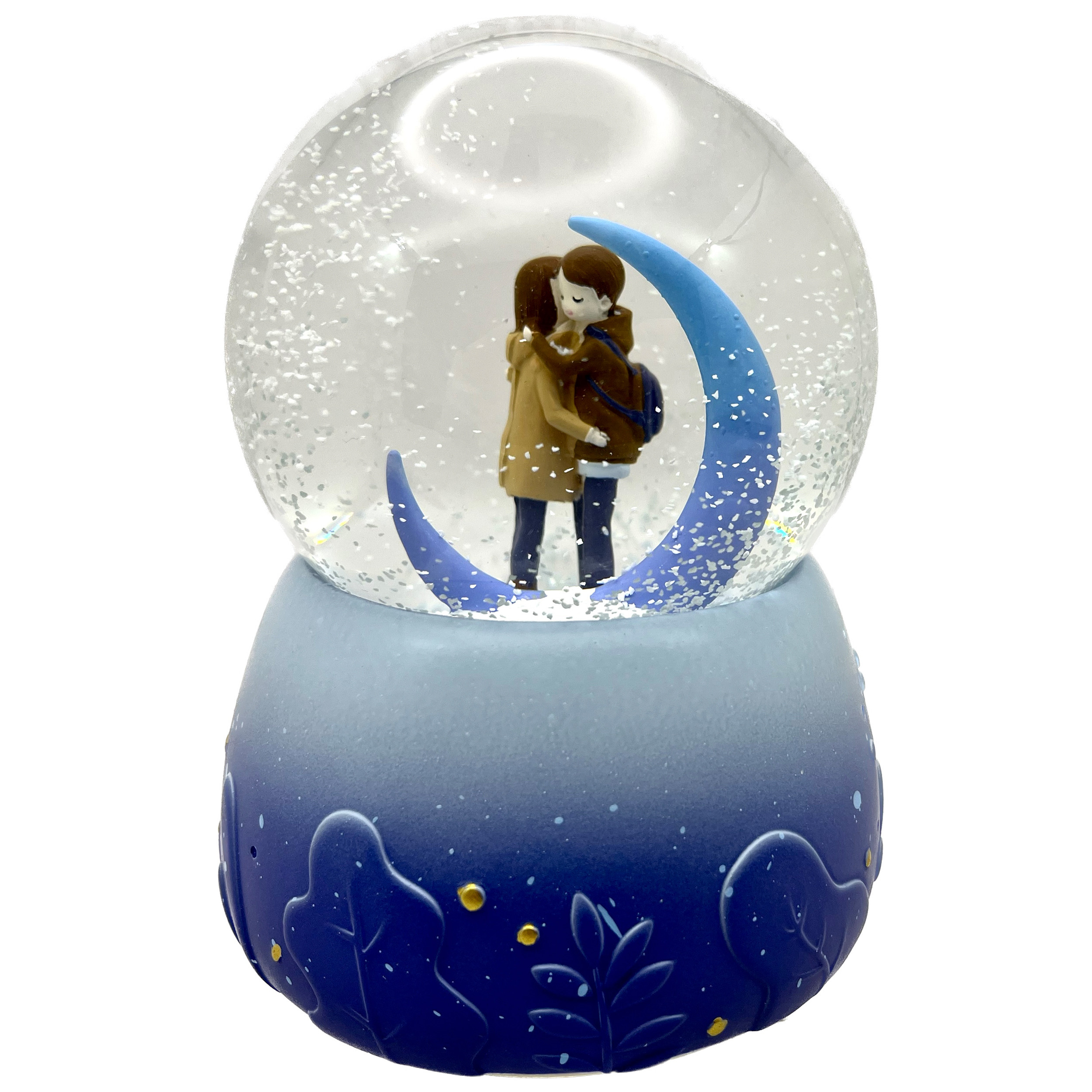 گوی موزیکال مدل چراغدار White moon طرح عشق و ماه کد B1403