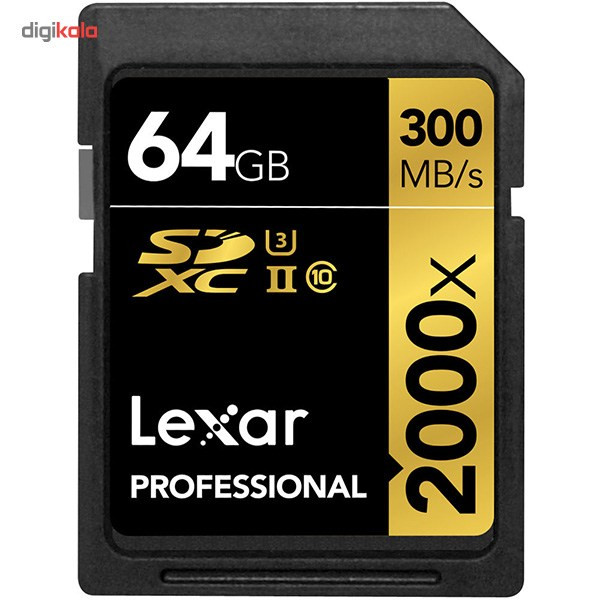 کارت حافظه SDXC لکسار مدل Professional کلاس 10 استاندارد UHS-II U3 سرعت 2000X به همراه ریدر UHS-II ظرفیت 64 گیگابایت