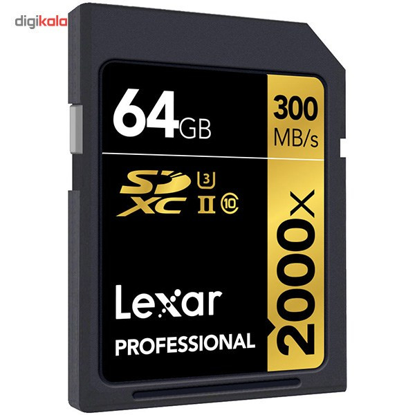 کارت حافظه SDXC لکسار مدل Professional کلاس 10 استاندارد UHS-II U3 سرعت 2000X به همراه ریدر UHS-II ظرفیت 64 گیگابایت