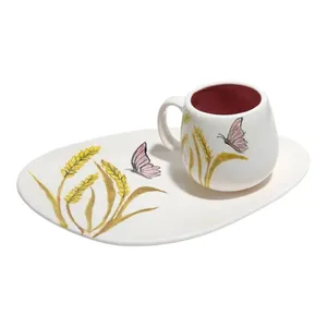 ست ماگ و بشقاب سرامیکی مدل گندم کد 0390401