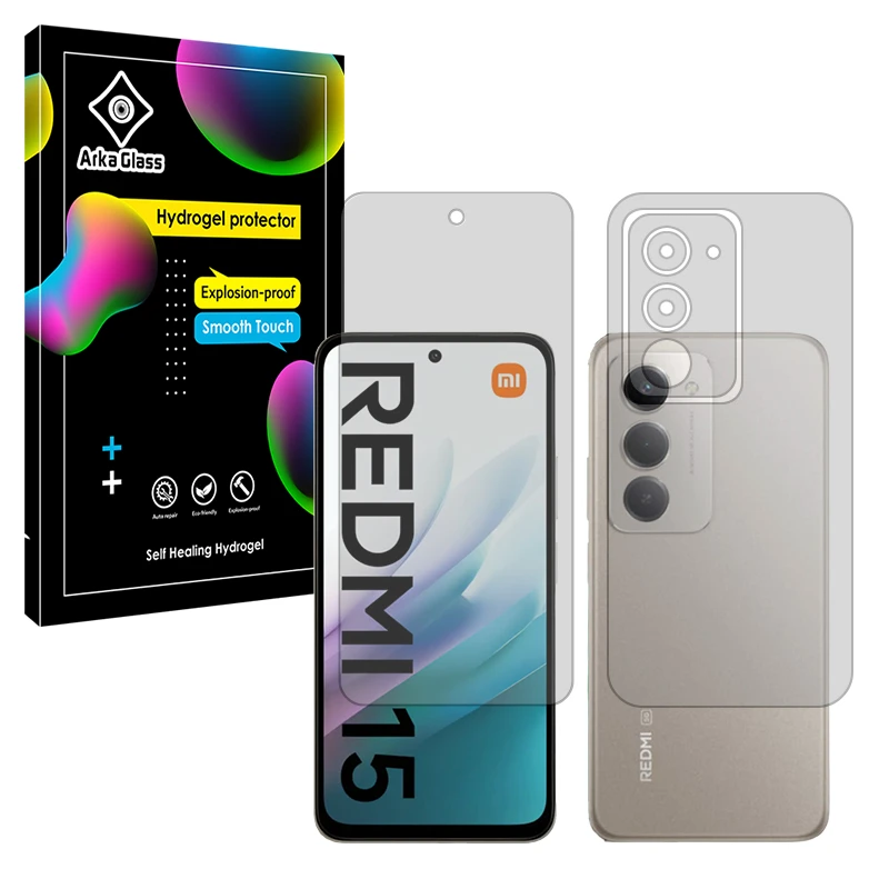 محافظ صفحه نمایش مات آرکا گلس مدل Tough مناسب برای گوشی موبایل شیائومی Redmi 15 4G به همراه محافظ پشت گوشی